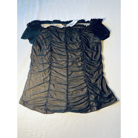 NWT Torrid Black Rouched Blouse Top Off Shoulder SZ LG 12 Dressy Witchy Core - Picture 3 of 10